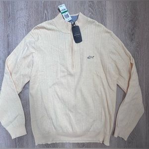 Greg Norman for‎ Tasso Ella|1/4 Zip Ribbed Golf Sweater|Yellow|NWT|SZ L